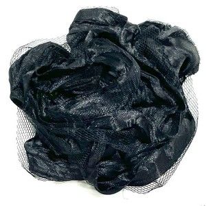 Black Satin Ribbon and Tulle Flower Rose Hair Bow Clips